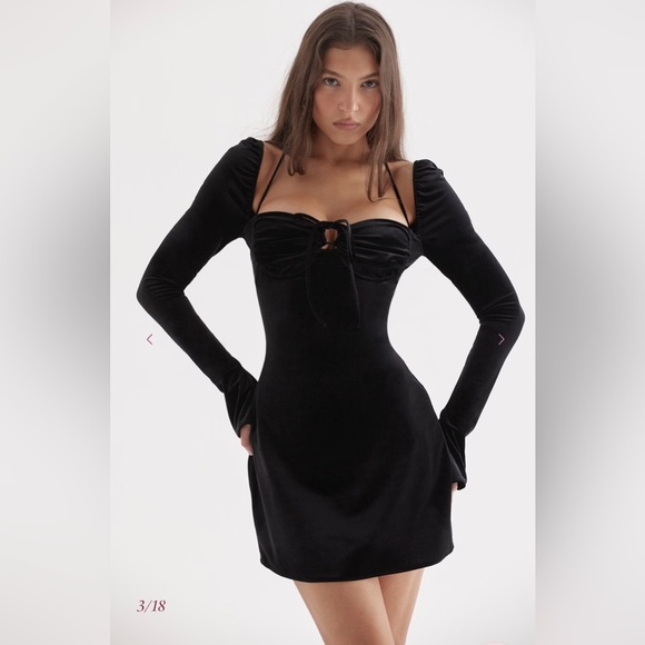 House of CB Black Velvet Babydoll Dress - Picture 2 of 12